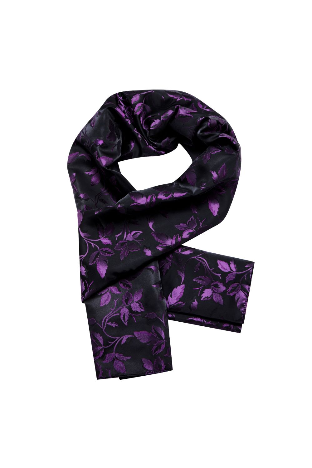 Purple & Black Paisley Silk blend Scarf
