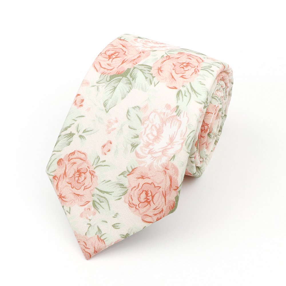 Pastel Pink floral flower cotton tie