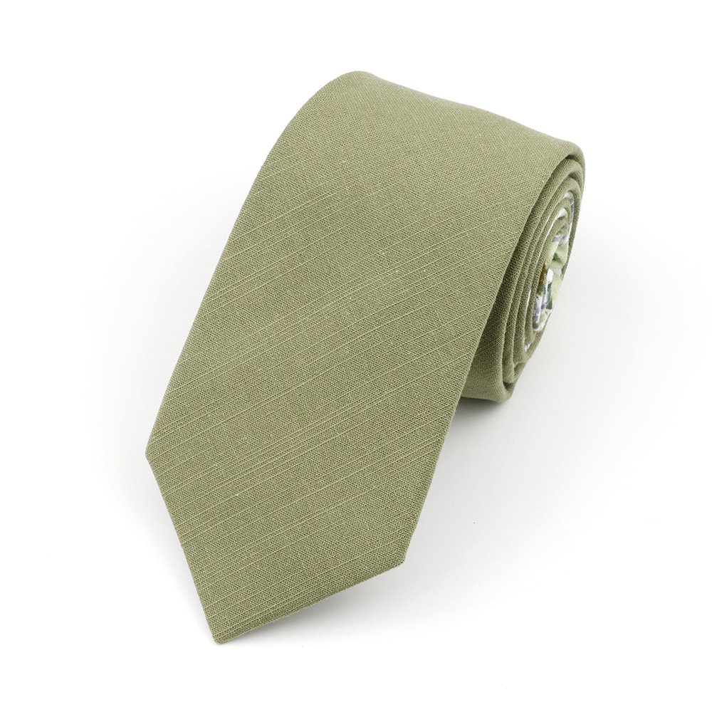 Two Tone Olive floral cotton tie & Pocket square set