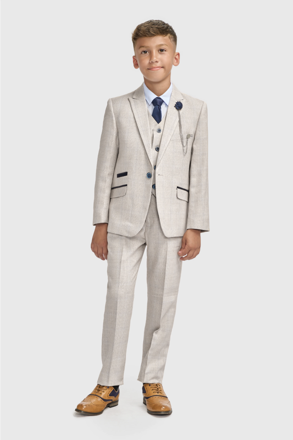 Cavani Kids Boys Caridi Beige Three piece Suit