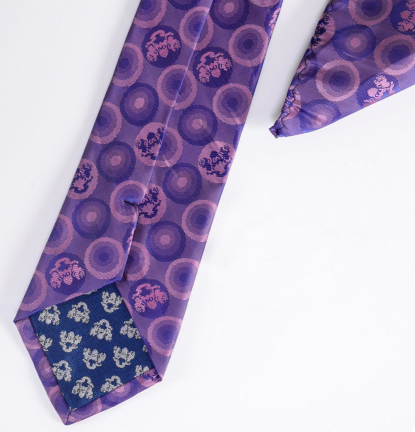 Marc Darcy Purple Bubble Lining tie, pocket square set