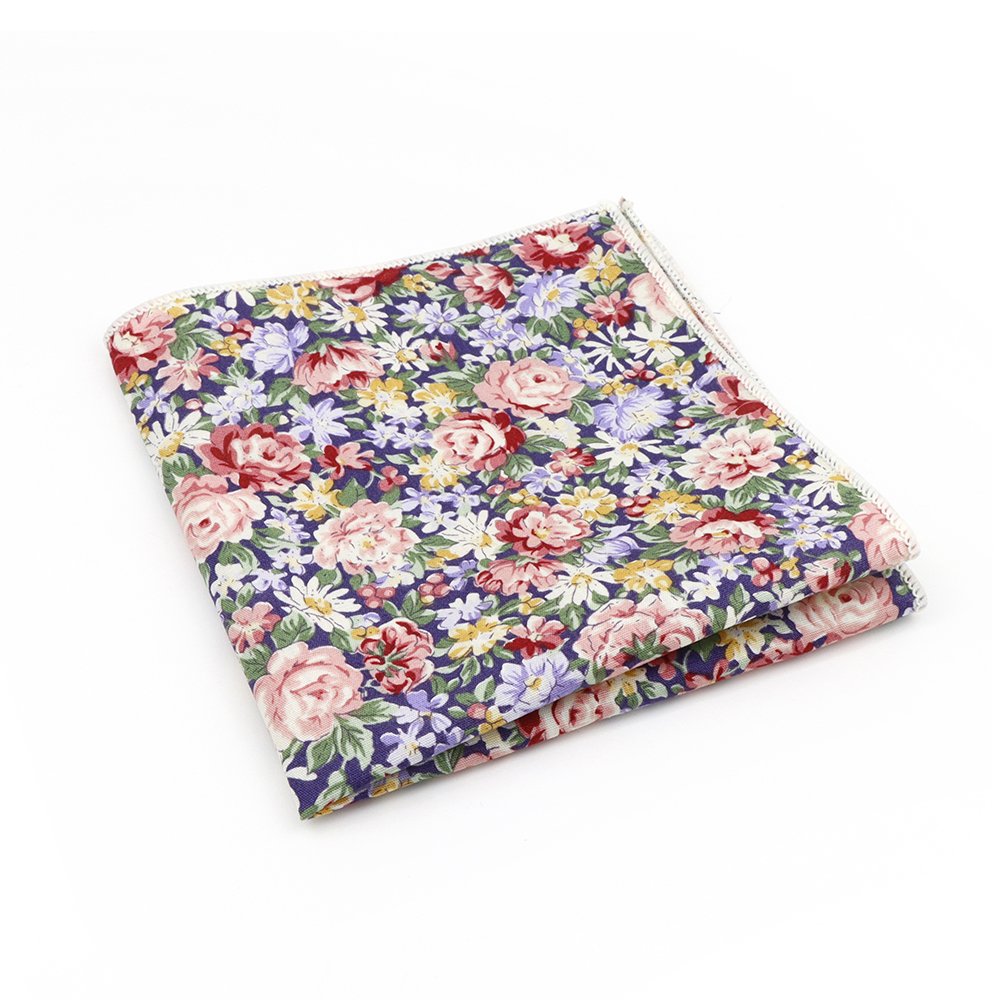 Red & Blue floral flower cotton pocket square
