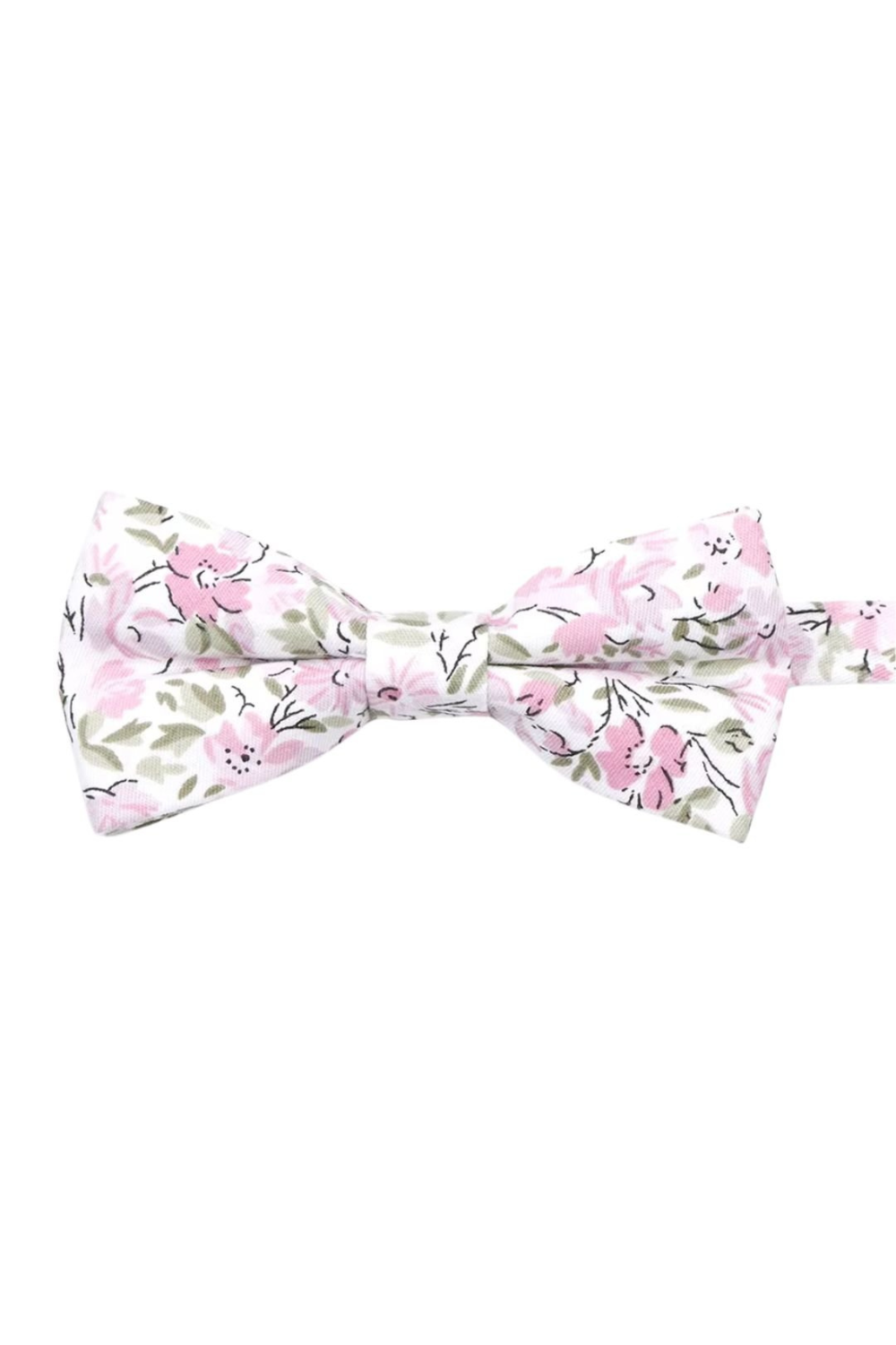 Soft Pink floral cotton classic mens bow tie & pocket square set