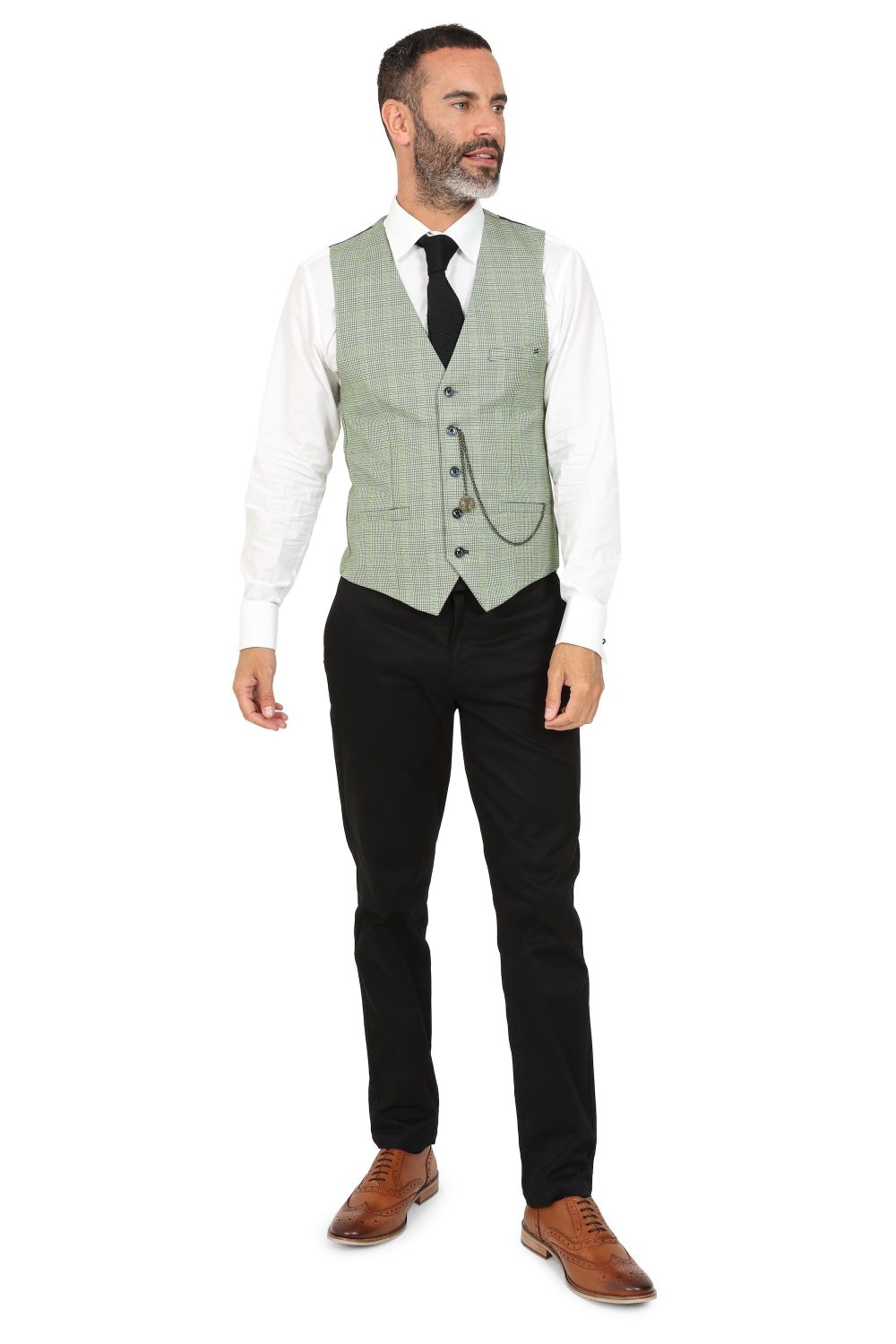 Cavani Caridi Sage Check suit with contrast navy trousers