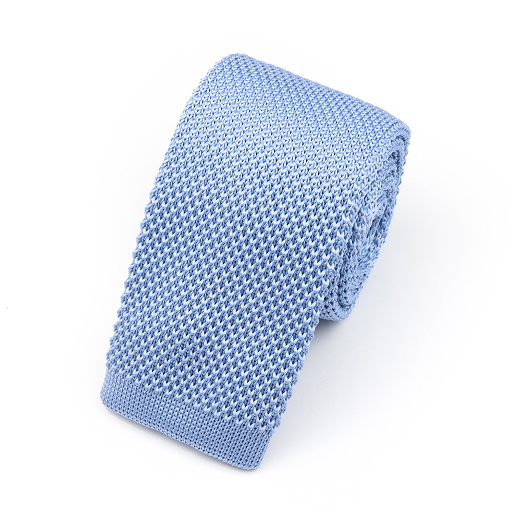 Knitted Pastel Blue Tie & Pocket Square set