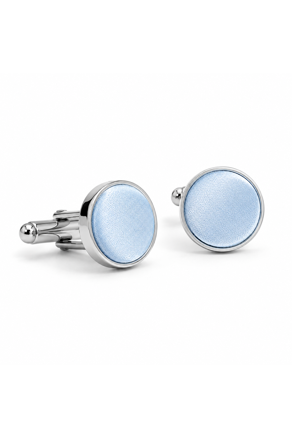 Plain Pastel blue satin cufflinks