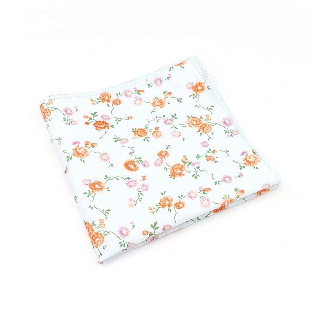 Orange & Pink floral flower cotton pocket square