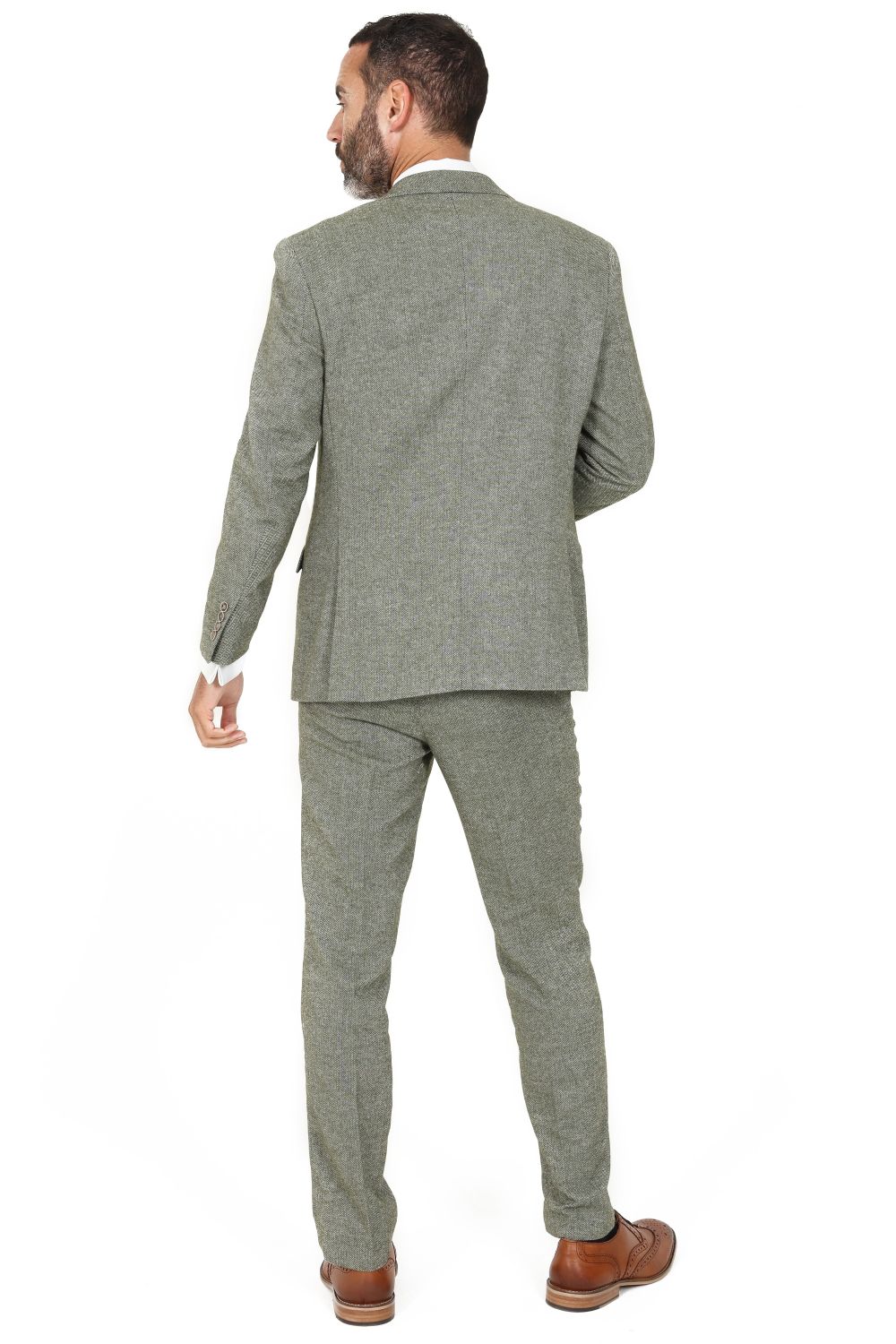Sage Suit with Contrast Stone Waistcoat