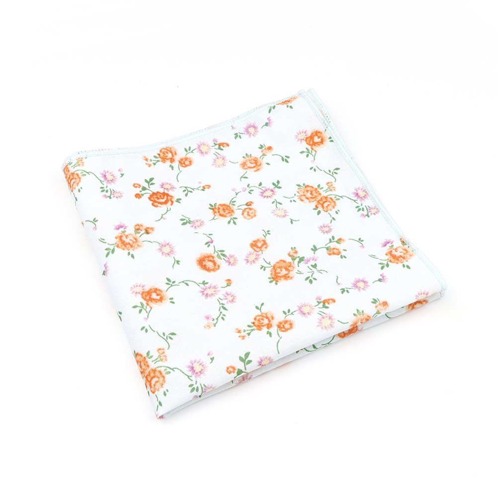 Orange & Pink floral flower cotton tie & pocket square set