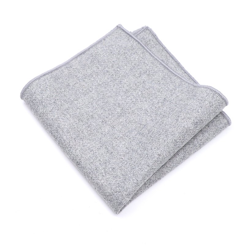 Mens Wool Tweed Grey Pocket Square