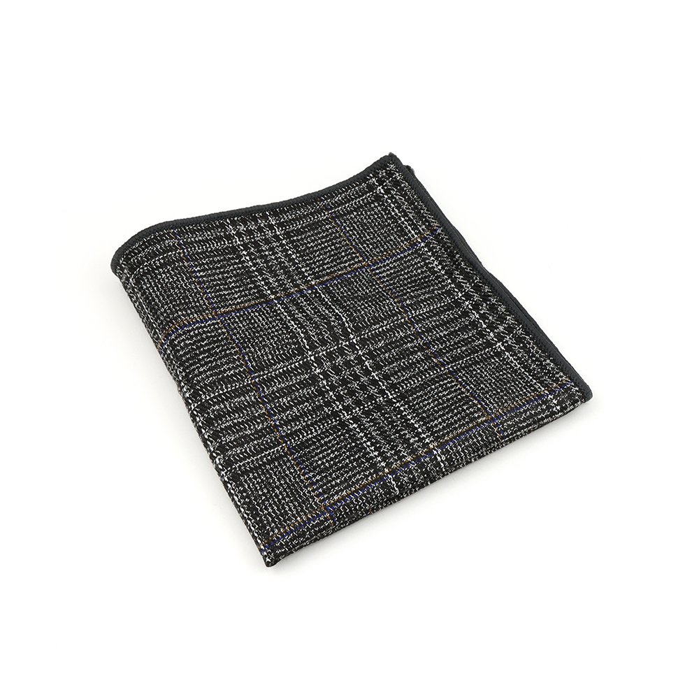 Mens Wool Tweed Grey Check Pocket Square