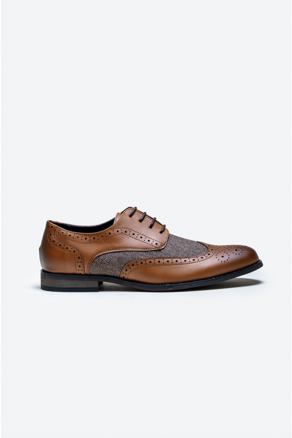 Cavani Oliver Tan tweed Brogue Leather shoe