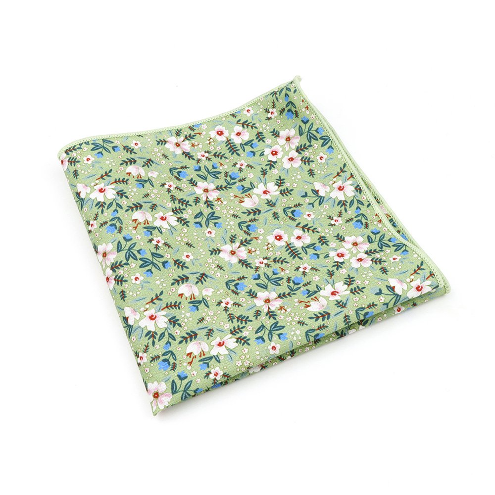 Green & Blue floral cotton pocket square