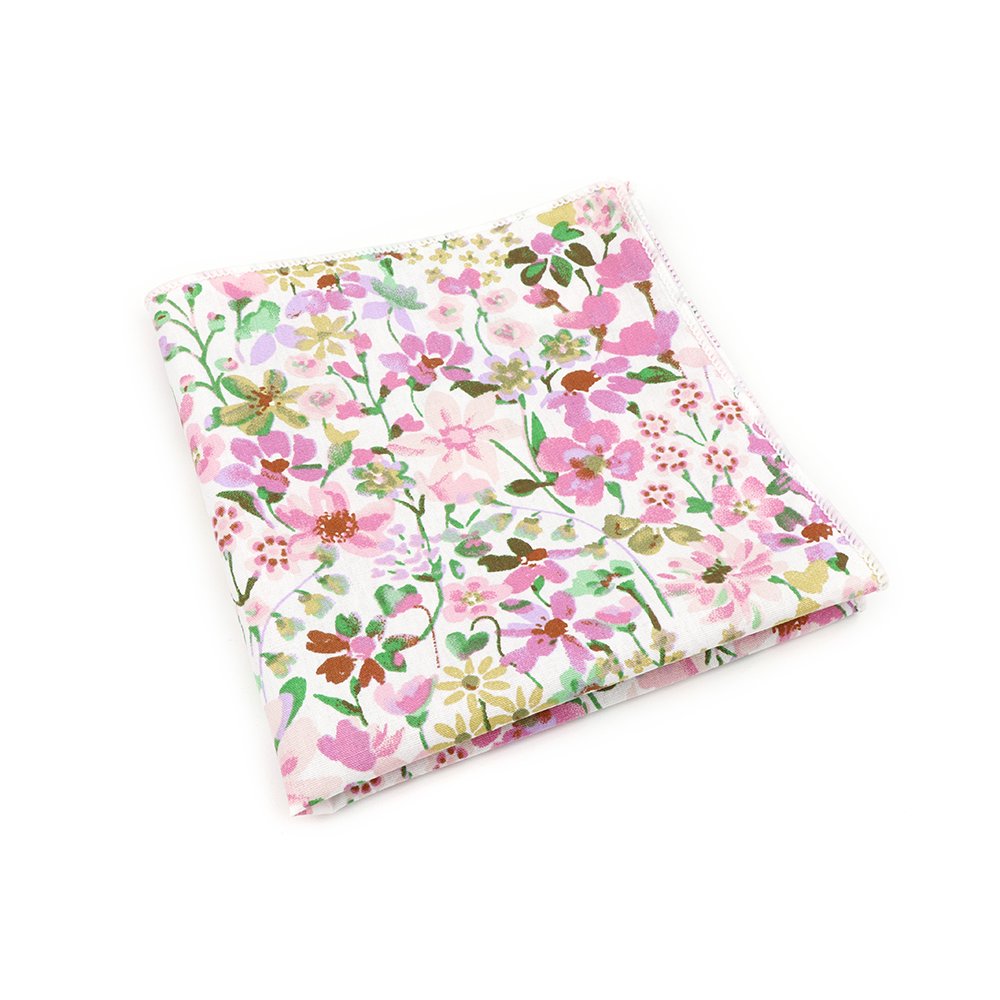 Pink & Purple floral flower cotton pocket square