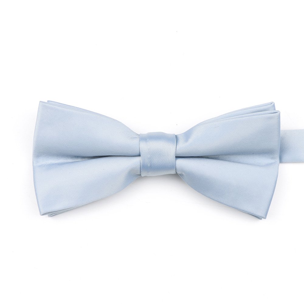 Powder blue satin classic mens bow tie