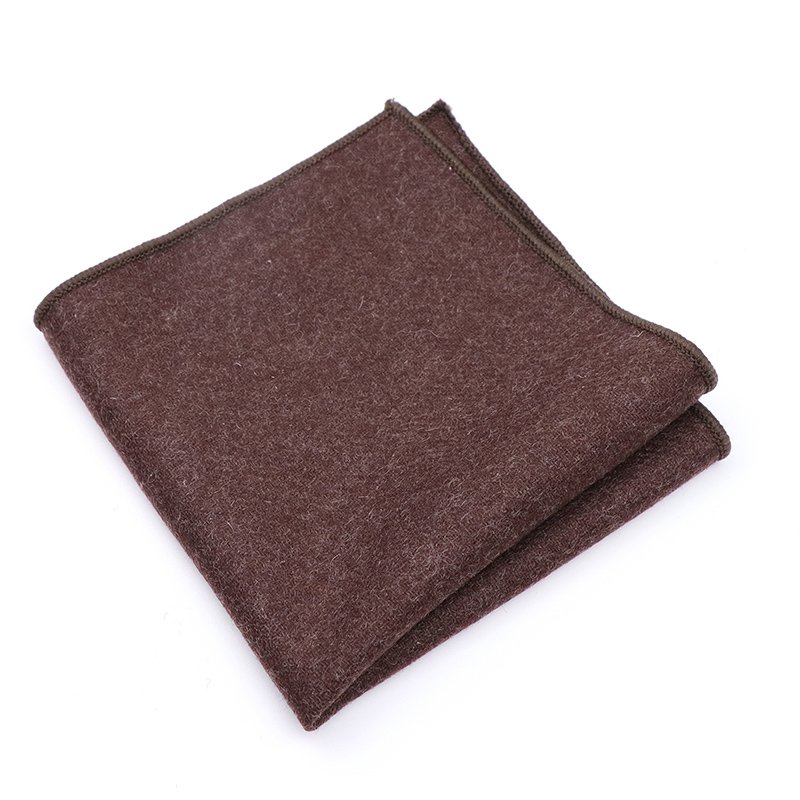 Mens Wool Tweed Brown Pocket Square