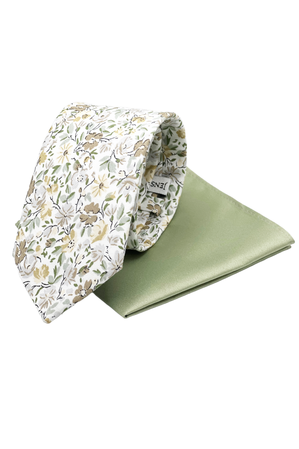 Green floral contrast mens tie & pocket square set