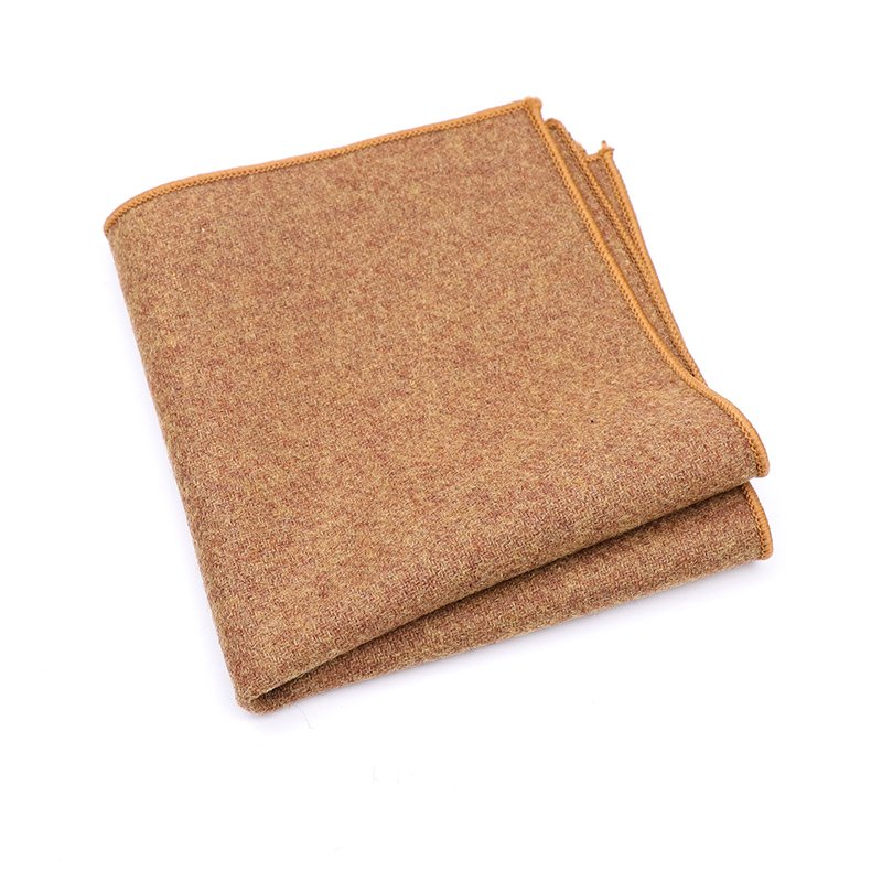 Mens Tan Wool Tweed Pocket Square