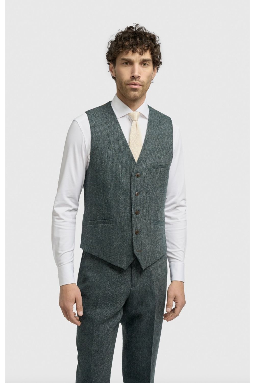 Cavani Thomas Lush Olive Tweed Three Piece Suit
