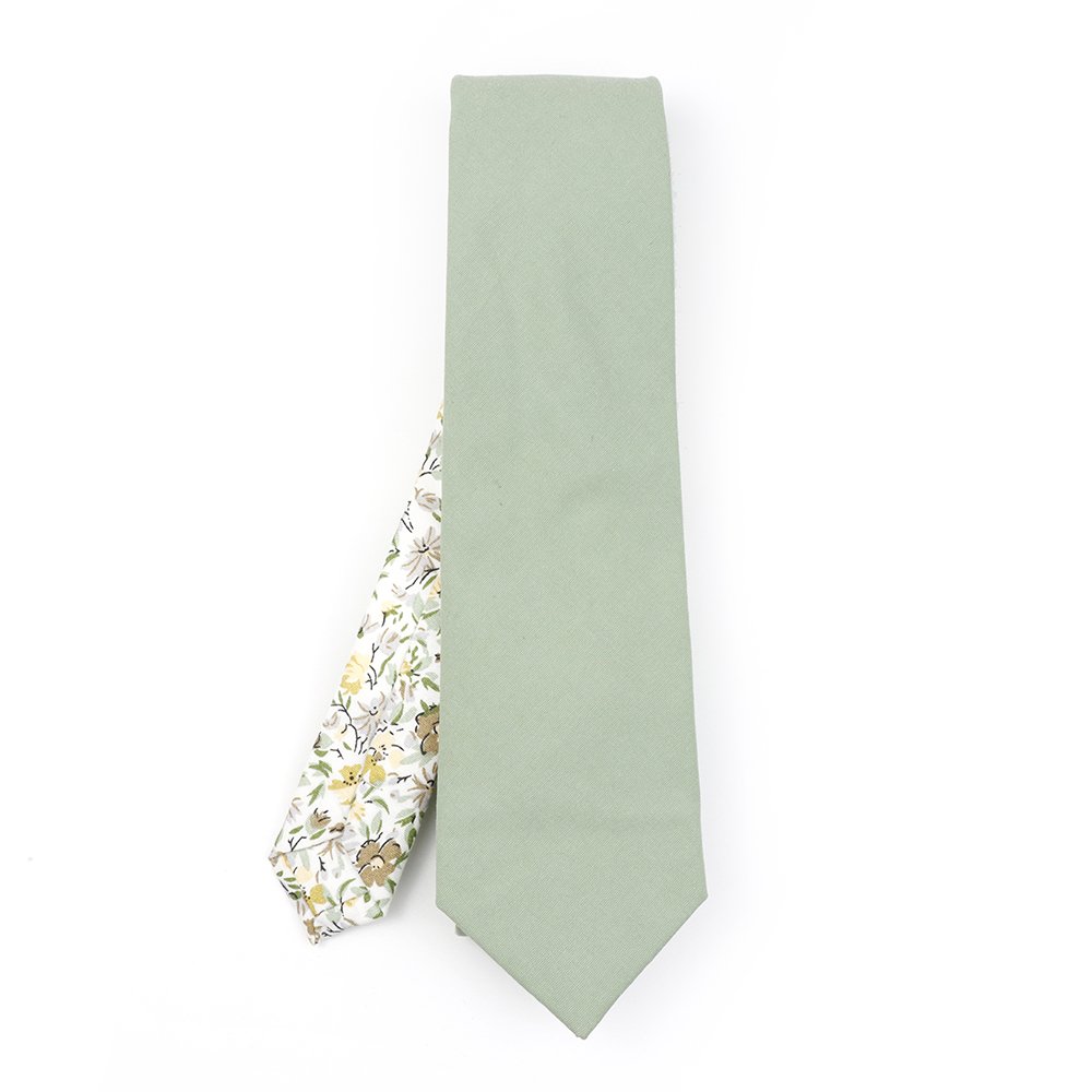 Two Tone Sage Green floral cotton tie