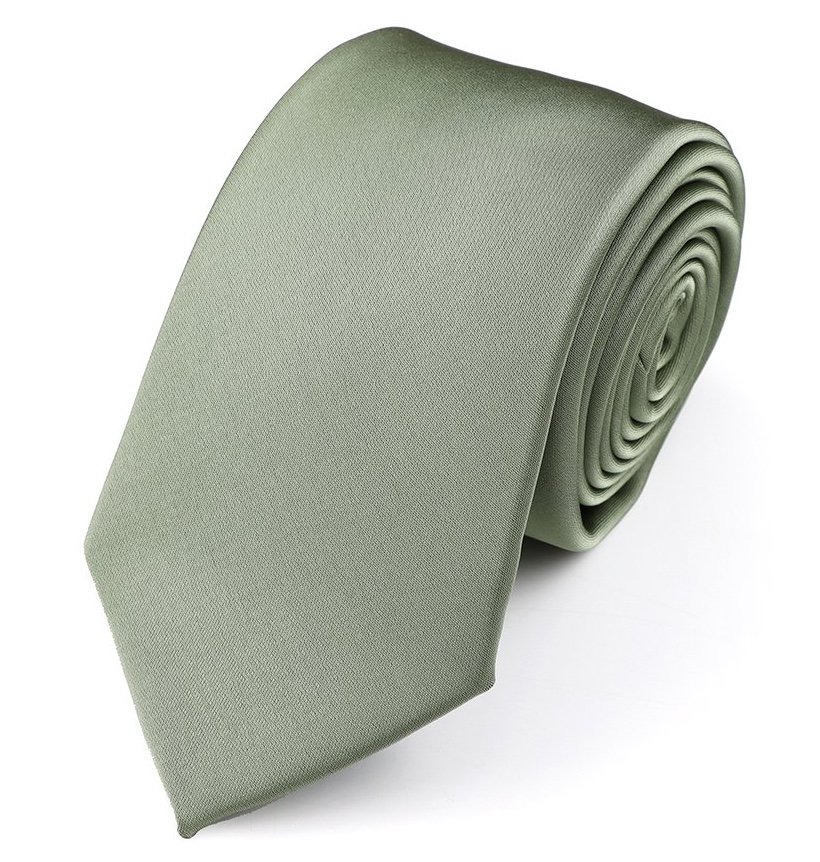 Olive green satin classic mens tie