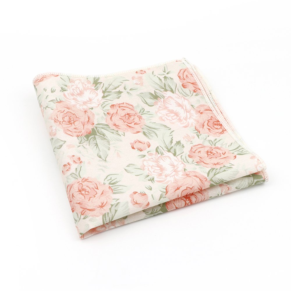 Pastel Pink floral flower cotton pocket square