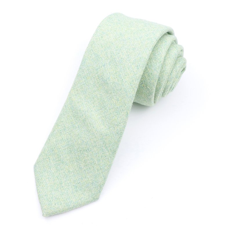 Mens Wool Tweed Pastel Green Tie & Pocket square set