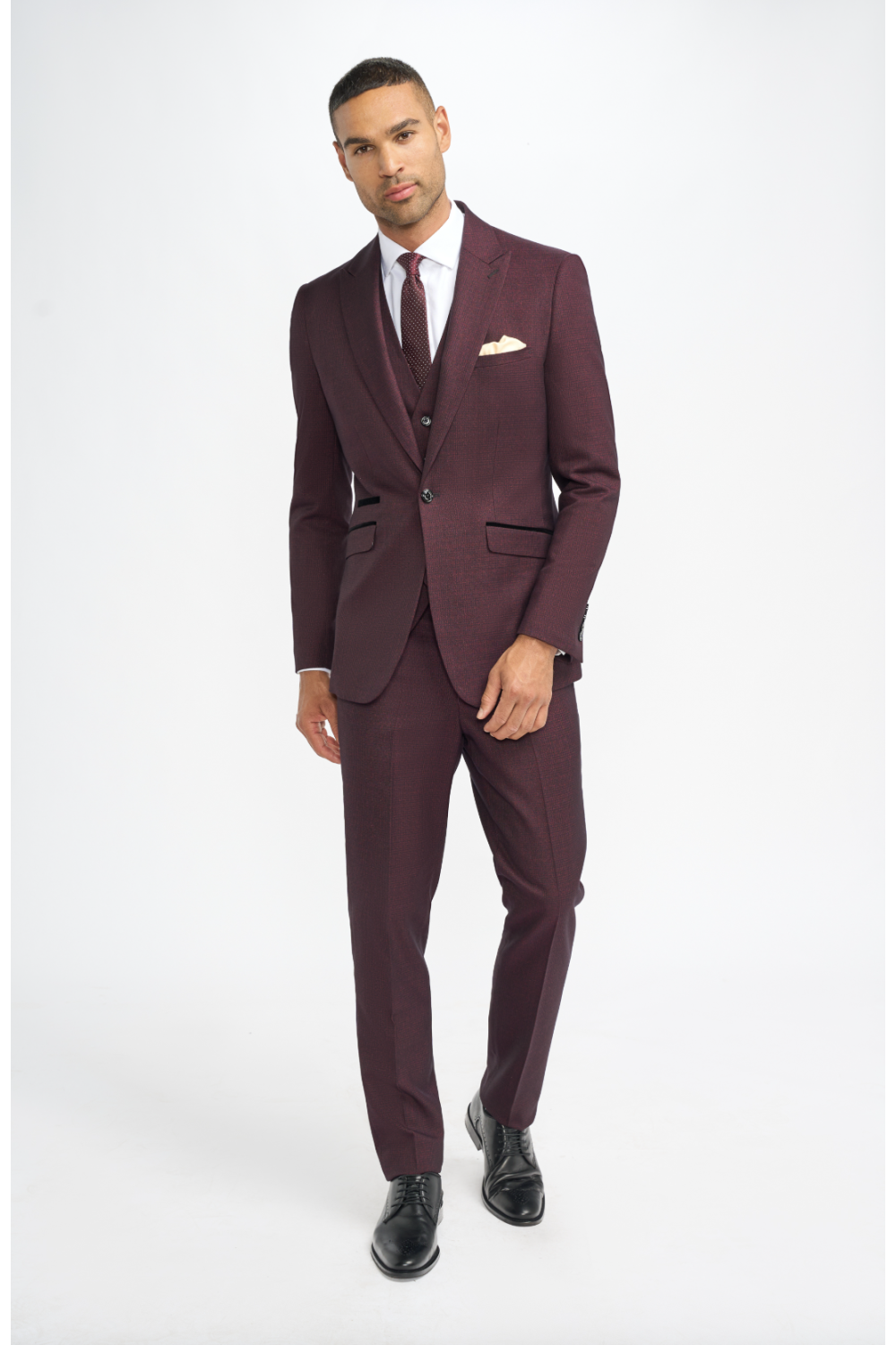 Cavani Caridi Wine Check Three Piece Suit