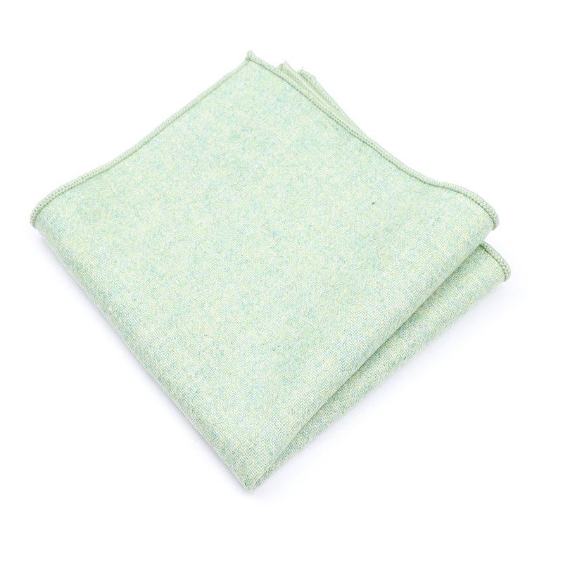 Mens Wool Tweed Pastel Green Pocket Square