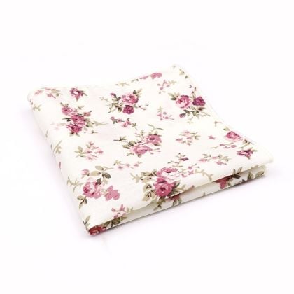 Pink floral flower cotton pocket square 