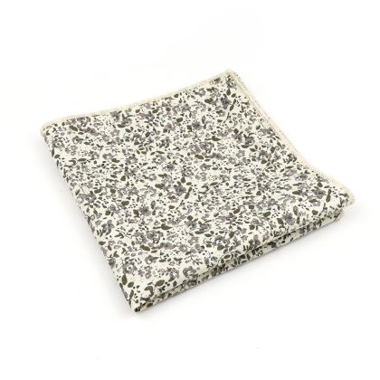 Green & cream floral cotton pocket square 