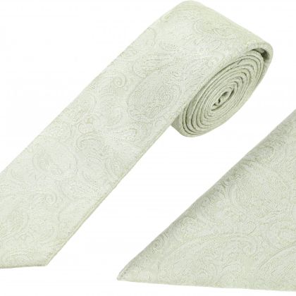 Paisley Pastel green satin classic mens tie & pocket square set 