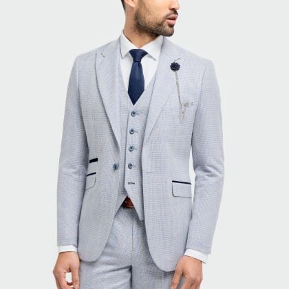 Cavani Caridi Sky Blue Check Jacket 