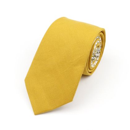 Two Tone Yellow floral cotton tie 