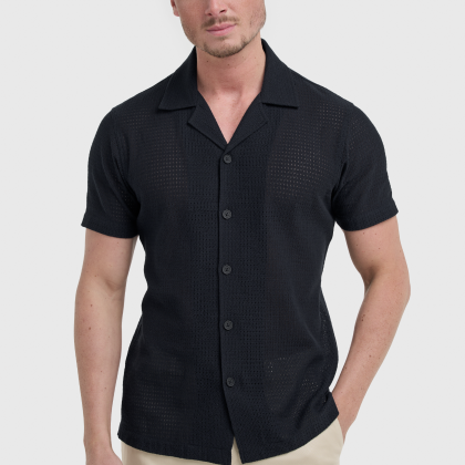 Paris Cuban Collar Shirt Navy 