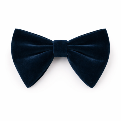 Velvet navy teal oversized mens bow tie 
