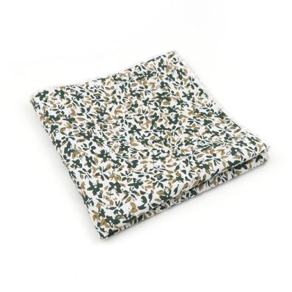 Olive floral cotton pocket square 