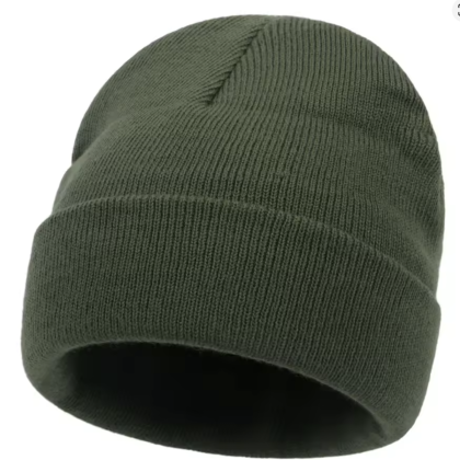 Unisex Khaki Cotton Beanie Hat 