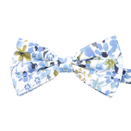 Pastel Blue floral flower cotton bowtie 