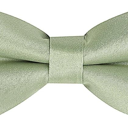 Plain Pastel green satin classic mens bow tie 