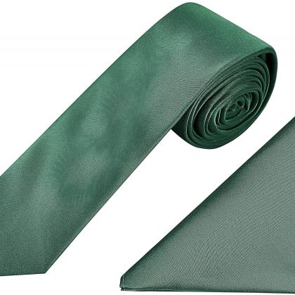 Plain Emerald green satin classic mens tie & pocket square set 