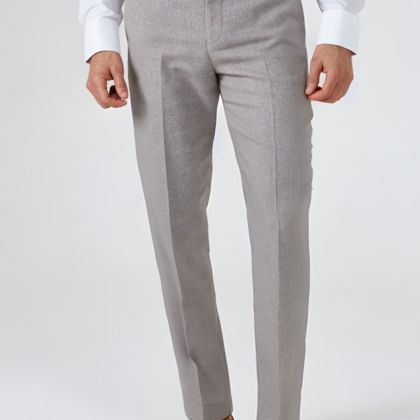 Skopes Jude Tailored Stone Tweed Herringbone Trousers 