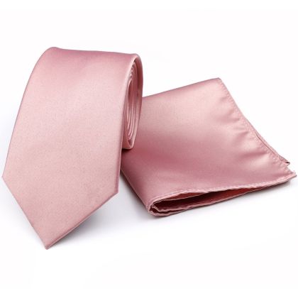 Pastel Blush Pink  satin classic mens tie & pocket square set 
