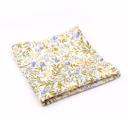 Yellow floral flower cotton pocket square 