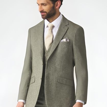 Jude Suit Tailored Jacket Sage Green Tweed Herringbone 