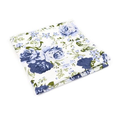 Blue & White floral flower cotton pocket square 