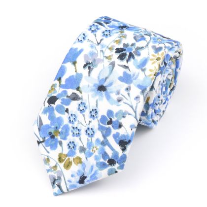 Pastel Blue floral flower cotton tie 