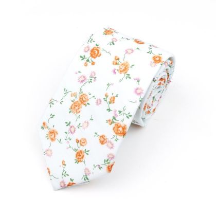Orange & Pink floral flower cotton tie 