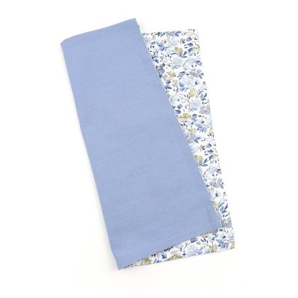 Two Tone Pastel blue floral cotton Pocket square 