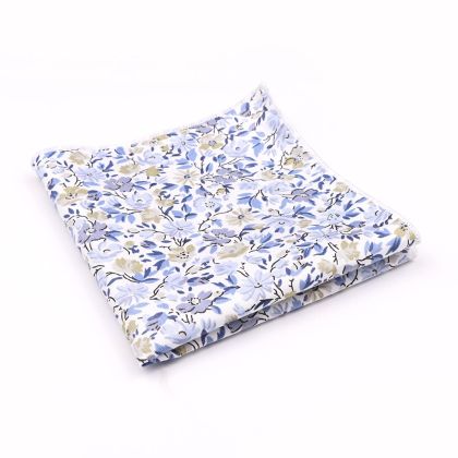 Dusky Blue floral flower cotton pocket square 